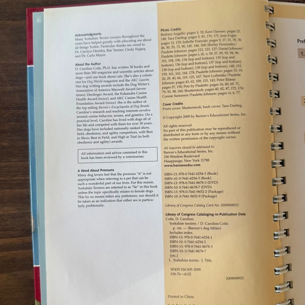Barron's Dog Bibles Yorkshire Terriers Hardcover Book w/ Bonus Training DVD 2009